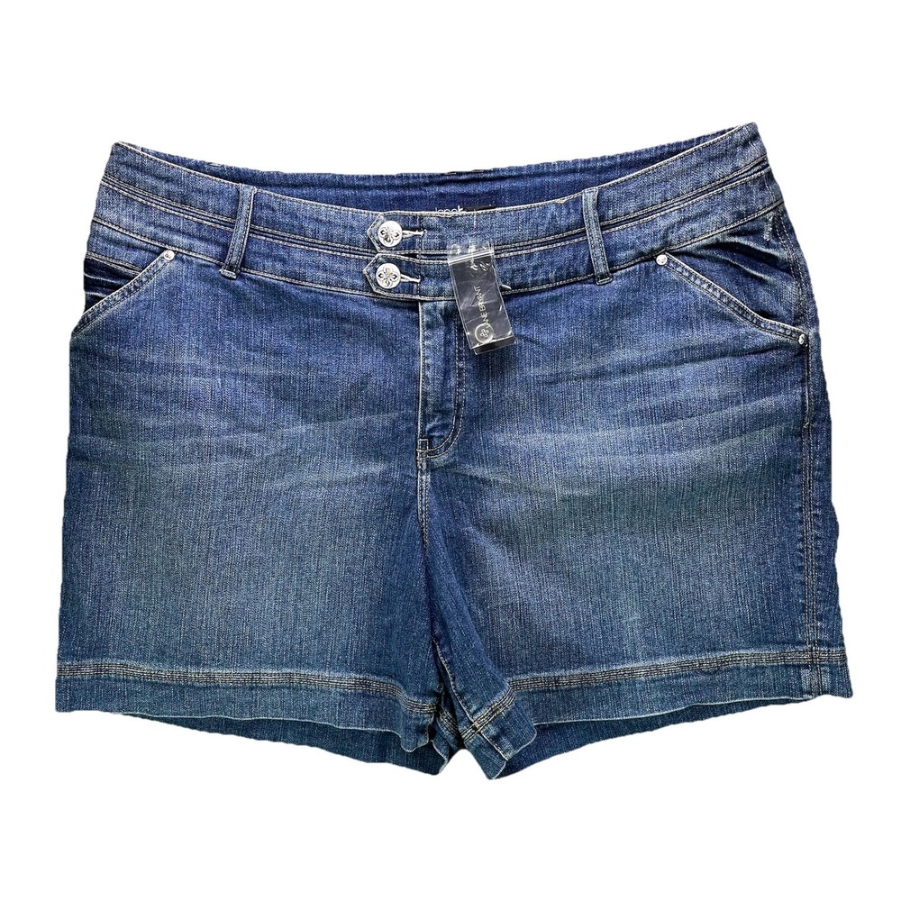 Lane Bryant Jean Shorts Womens 22 Blue Bermuda Faded Stretch Denim NWT